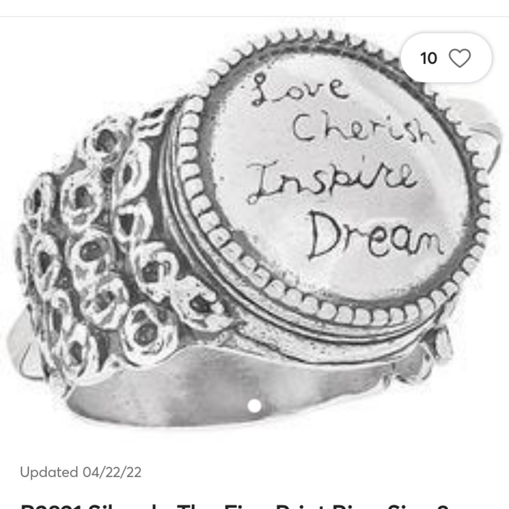 EUC Silpada ‘The Fine Print’ -Love Cherish Inspire Dream- Sterling Ring sz 7